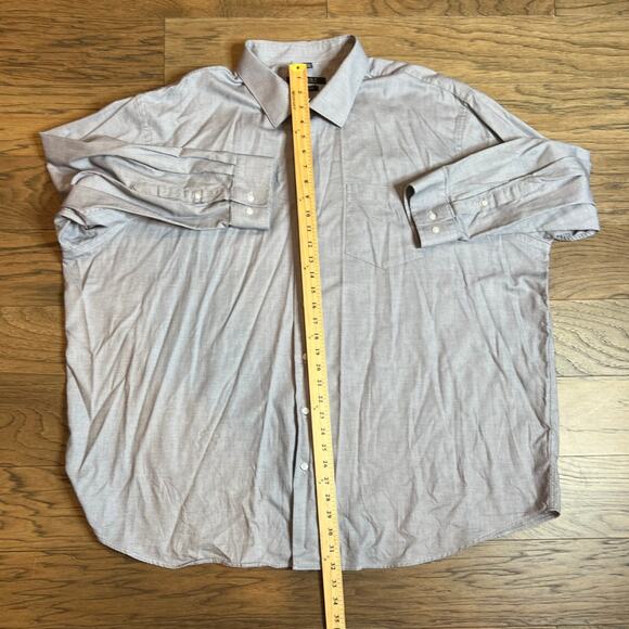 SYNERGY Performance Men's Gray Pattern Button Down Long Sleeve Dress Shirt - Picture 5 of 6